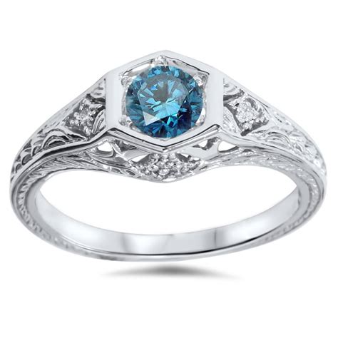 vintage blue diamond engagement rings